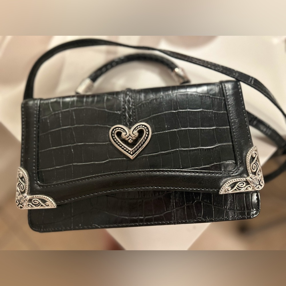 Cute vintage black leather crossbody/handbag - Picture 1 of 4